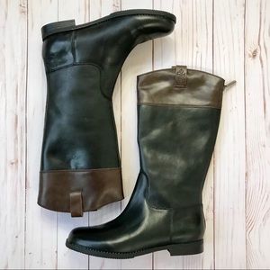 Cole Hahn Air Nancy Two Tone Black Leather Boots